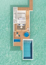 Vodná vila Duplex s bazénom - pôdorys prízemia