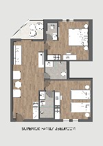 Rodinná izba superior - 2 spálne - pôdorys