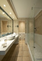 Bungalov, výhľad do záhrady, kúpeľňa