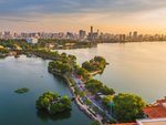 Letecký pohľad na mesto Hanoi
